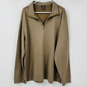 Van Heusen Quarter Zip Flex Pullover Brown Active Relaxed Men’s XL Cotton Blend